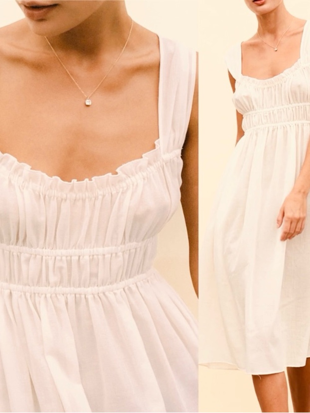 Ciao Lucia Clara Midi Dress Size Medium Cream Ivory Lightweight Gauze Romantic
